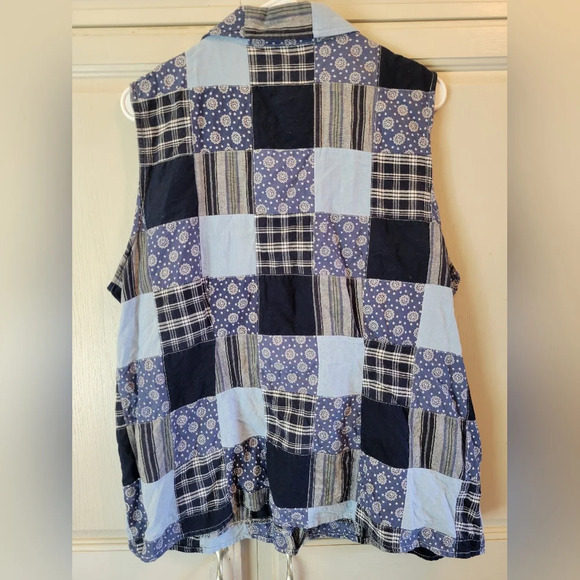 Vintage Sag Harbor Patchwork Sleeveless Button-up Shirt - Picture 2 of 3